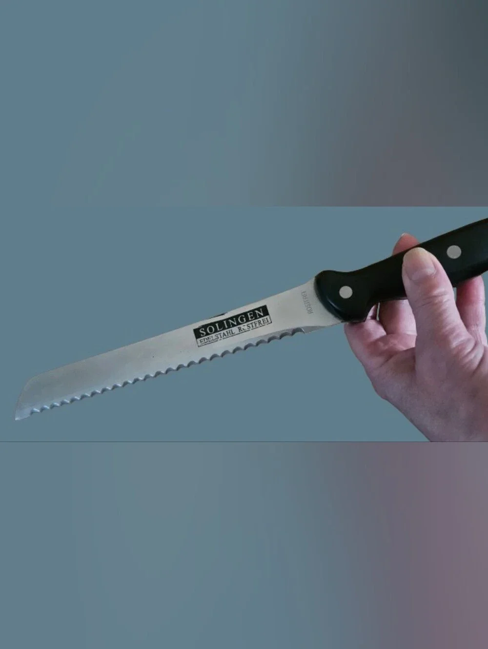German Solinger Rosrfrei (Rust Free) Stainless Steel Knife Set. 6 w/Honing Rod